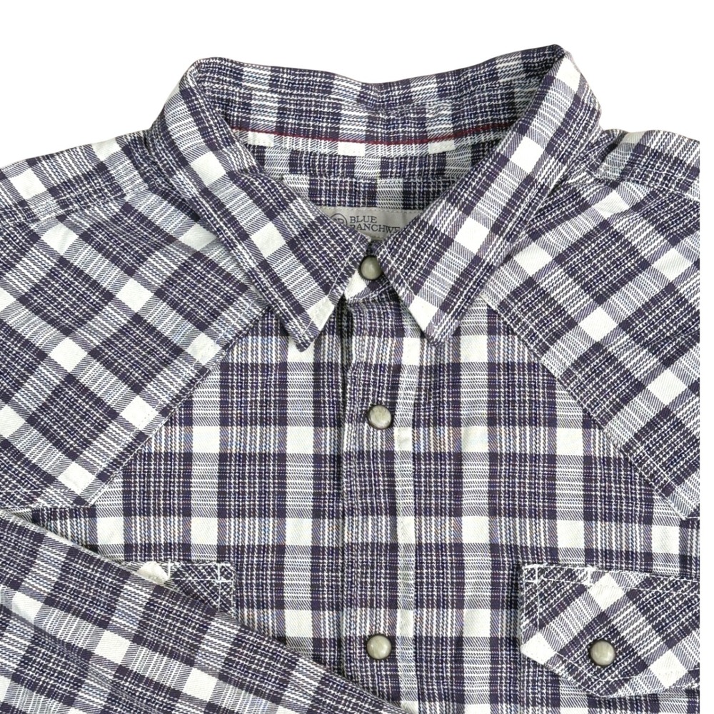 Blue Ranchwear Western Pearl Snap Shirt Mens XL Purple Timeless Business Casual